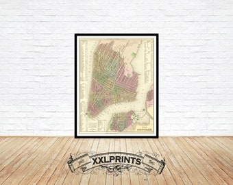 Old map of New York, 1835, city plan, rare, antique, fine reproduction, large map, fine art print, antique decor, oversize map print