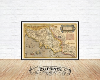 Tuscany Map Print: 1584 Italy, Antique Fine Art Reproduction