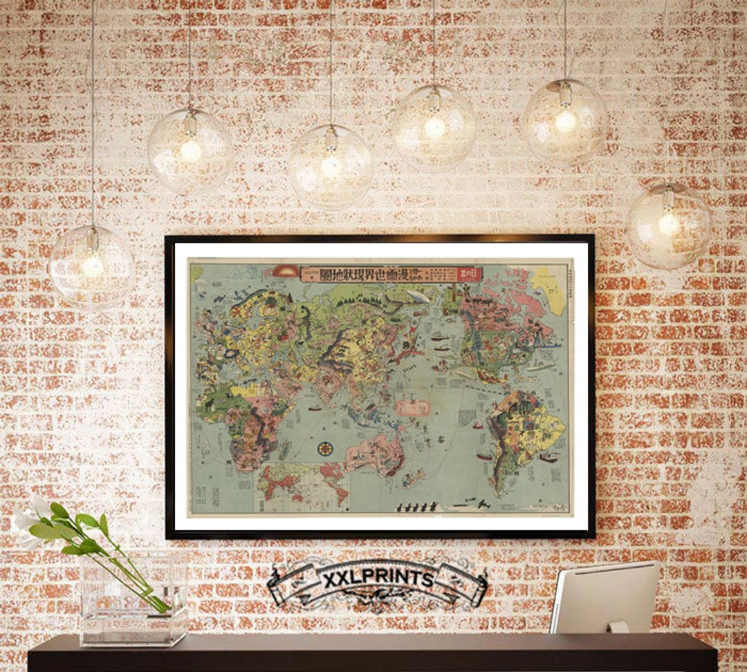1932 Japanese World Map: Vintage Fine Art Print - Etsy