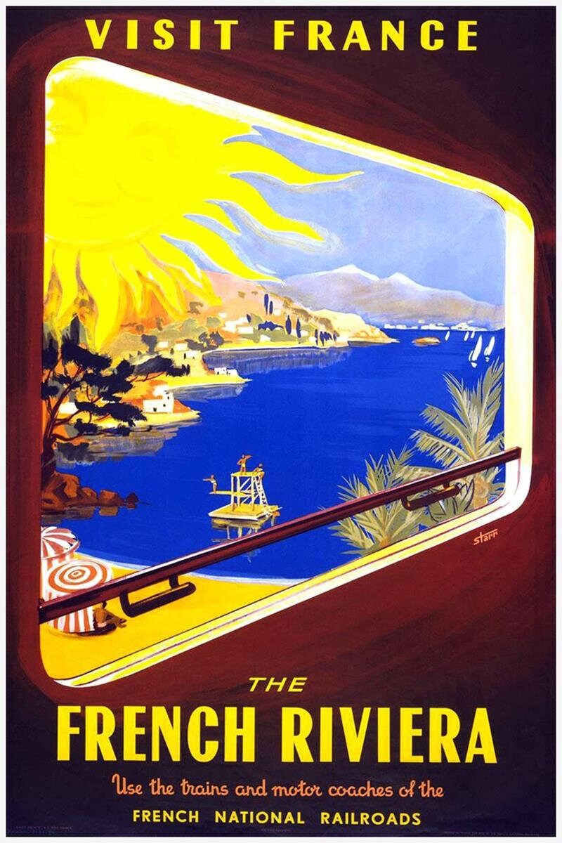 Poster, Affiche French Riviera Nice coast poster vintage., VectorUp en ligne | 3+1 GRATUIT