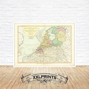 Alte Karte von der Niederlande, Holland, Friesland, den sieben Vereinigten Provinzen, 1794, seltene, feine Reproduktion, große Karte, Fine Art Print, Kunstdruck