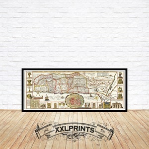 Antike Landkarte vom Heiligen Land, 1632, sehr seltene Karte, alte Karte, feine Reproduktion, große Karte, Fine Art Druck, antikes Dekor, übergroßer Kartendruck