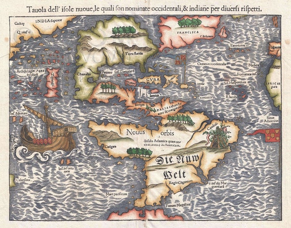 1556 Map of America: Rare Antique Map Reproduction Art Print - Etsy