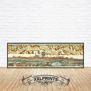 Ancient perspective view of Vienna, 1548, very rare, fine reproduction, large map, fine art print, oversize map print