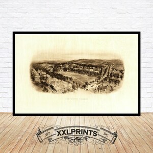 Old perspective view of Dartmouth College, 1910, fine reproduction, large map, fine art print, oversize map print