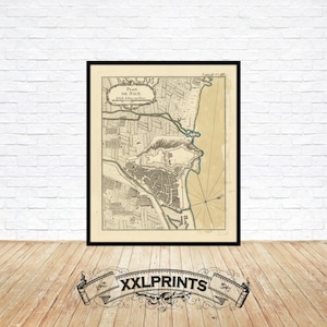 Antique map of Nice, 1764, old city plan, fine reproduction, large map, fine art print, oversize map print