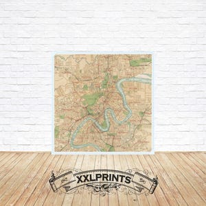 Old map of Brisbane, 1920, Queensland, Australia, fine reproduction, antique decor, vintage map, fine art print