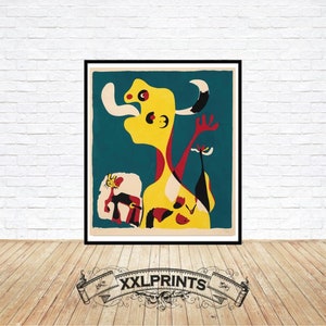 Joan Miro - Woman and dog in front of the Moon, 1935, rare, Surrealism fine art, fine reproduction, fine art print, beautiful wall decor