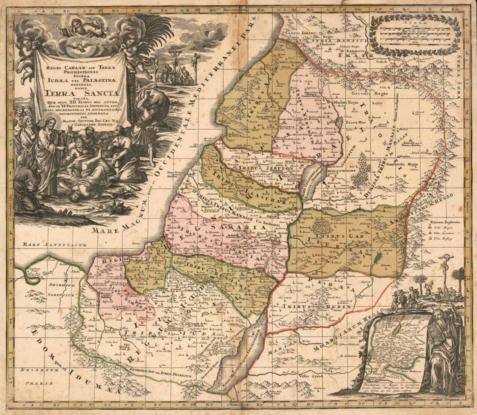 Old Map of Holy Land 1734 Very Rare Map Beautiful Fine Etsy