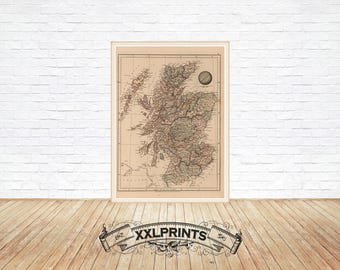 Antique map of Scotland, 1825, oversize map, fine reproduction, large map print, fine art print, antique decor