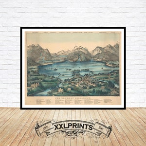 Alte Panorama-Blick auf die Seen Lough Leane, Muckross Lake und Oberer See. Killarney, Irland, 1867, feine Reproduktion, Fine Art Print