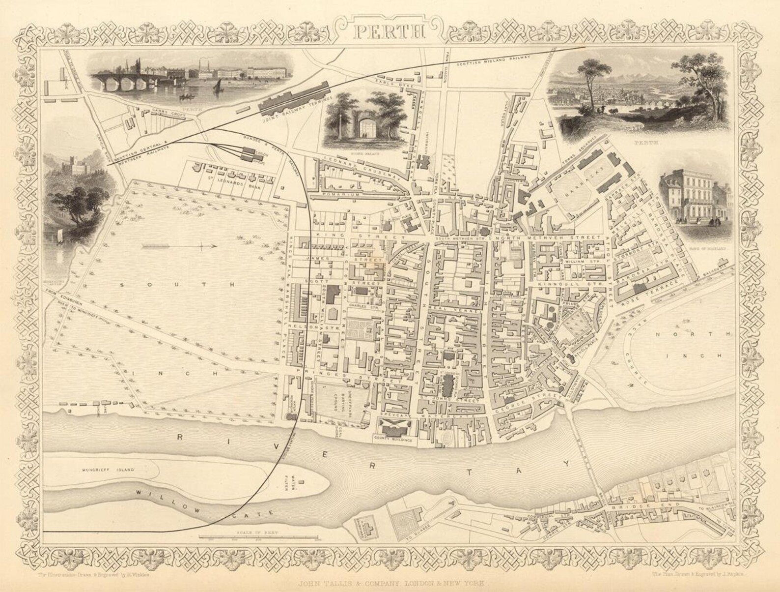 Old Map of Perth 1851 City Plan Antique Map Fine Etsy