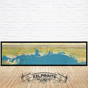 Alte Karte der amerikanischen Riviera, 1926, von Apalachicola bis New Orleans, feine Reproduktion, große Karte, Fine Art Druck, Übergröße Kartendruck