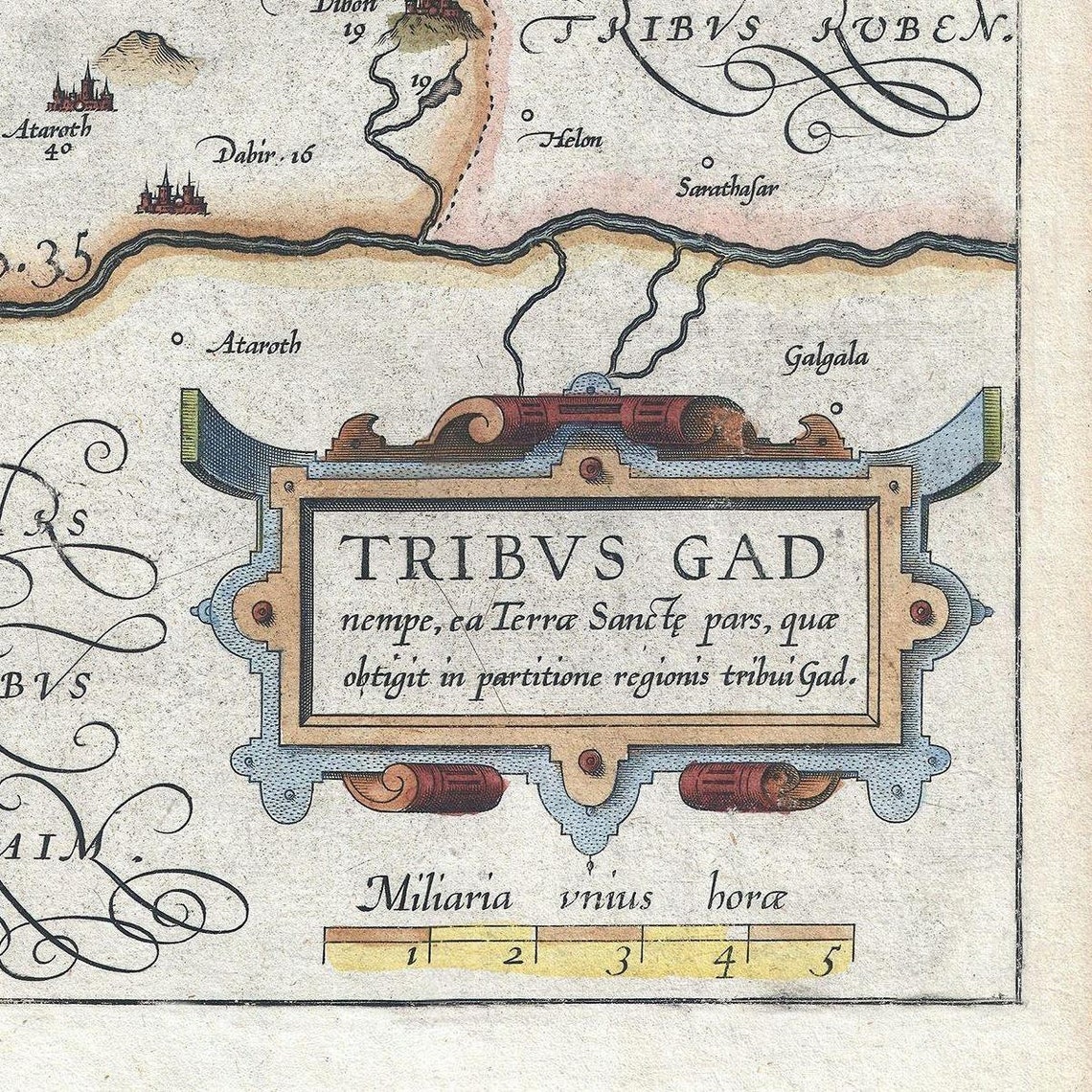 Ancient Map of the Tribe of Gad Israel Sea of Galilee 1590 Etsy