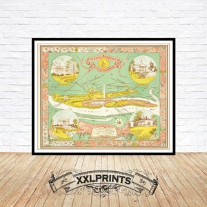 Alte Karte der Kirschblüte am Potomac River in Washington Dc, 1937, feine Reproduktion, große Karte, Fine Art Print, Kunstdruck