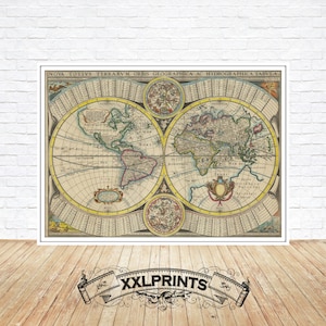 1643 World Map Print: Antique Fine Art Reproduction