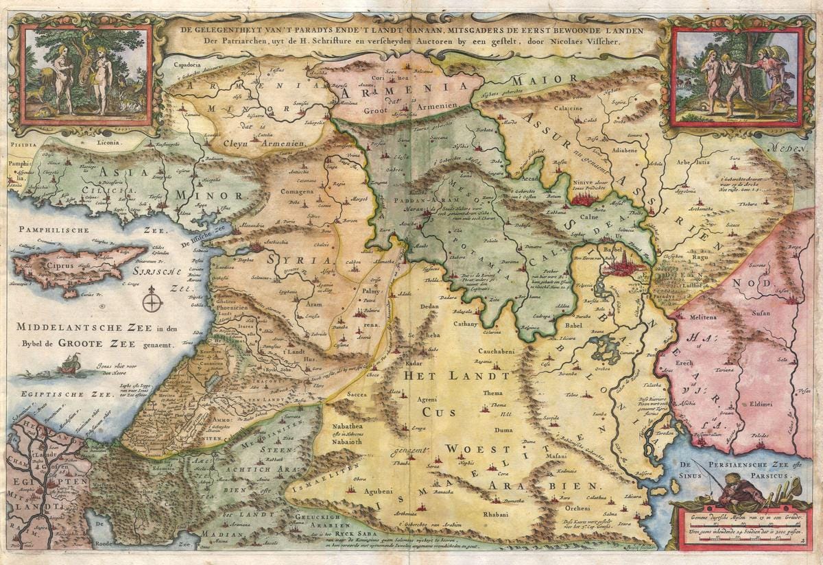 1657 Ancient map of the Holy Land, Digital Antique,Vintage Map,Scrapbook Papers with Old Textures,Instant Download