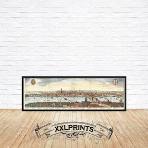 Antike Ansicht von London, 1638, sehr seltene Vogelperspektive, feine Reproduktion, große Karte, Fine Art Druck, antikes Dekor, Oversize-Karte
