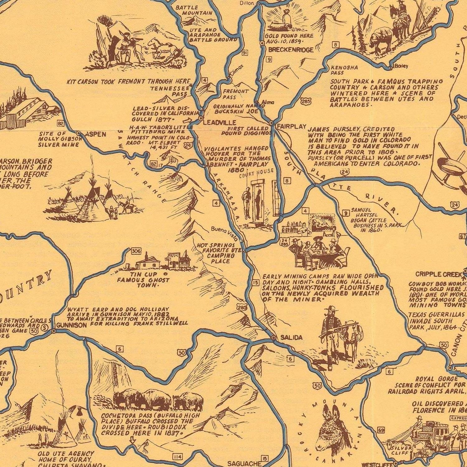 Old Map of Colorado 1942 Historic Colorado Fine Etsy