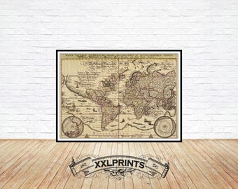 Ancient map of the World, 1492,  fine reproduction, large map, fine art print, antique decor, oversize map print