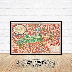 Old city plan of Berlin, 1936, fine reproduction, fine art print