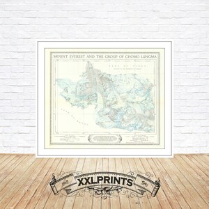 Alte Landkarte der Everest Region, 1934, feine Reproduktion, große Karte, Fine Art Druck, Übergröße Karte
