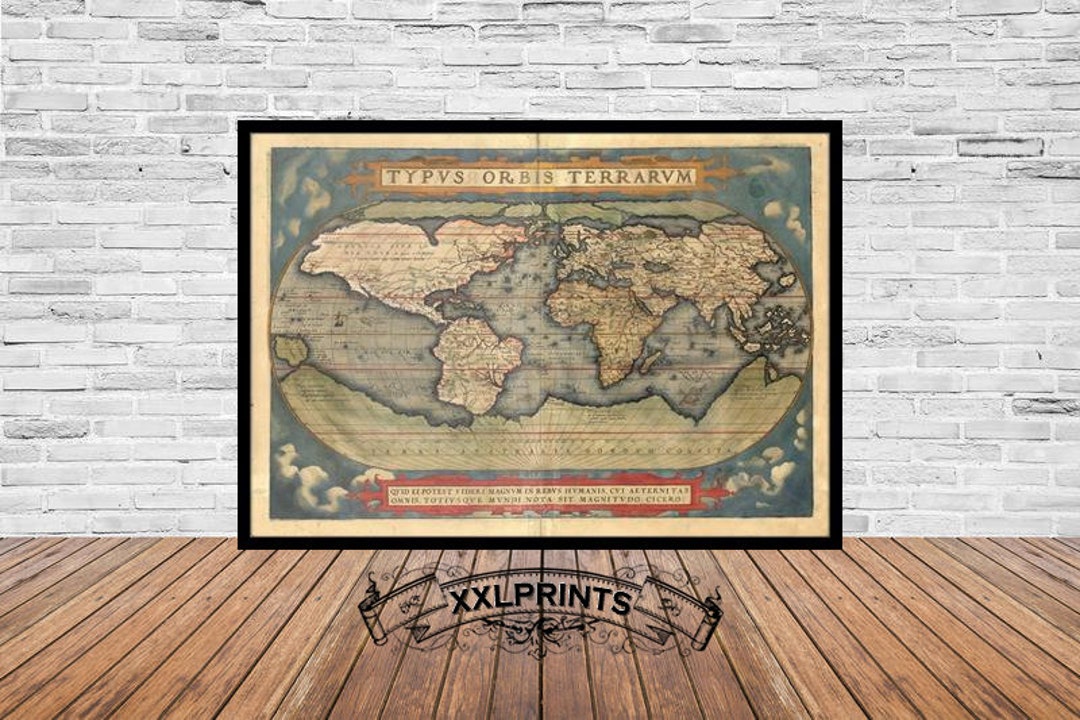 1598 World Map Print: Typus Orbis Terrarumm, Fine Art Reproduction - Etsy