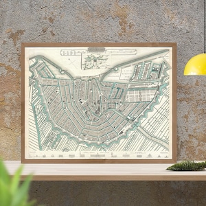Mapa antiguo de Ámsterdam, 1835, mapa antiguo, reproducción fina, mapa grande, impresión de bellas artes, impresión de mapa de gran tamaño