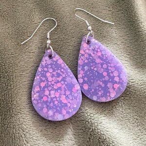 Purple Teardrop Glitter Resin Earrings, gifts for her
