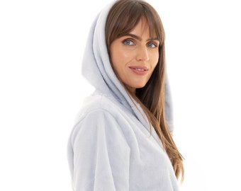 Suzy & Me Ladies Eco Friendly 100% Recycled Luxury Fleece Hooded Robe. Long Length