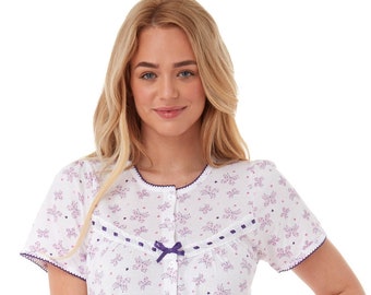 Suzy & Me Pure Cotton Jersey Butterfly Print Button Through Nightdress.