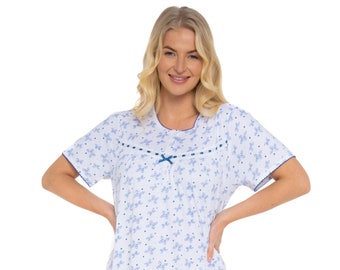 Suzy & Me Ladies Short Sleeved 100% Cotton Jersey Butterfly Print Nightdress