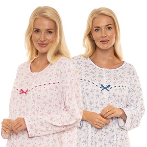 Suzy & Me Ladies Long Sleeved 100% Cotton Jersey Butterfly Print Nightdress.