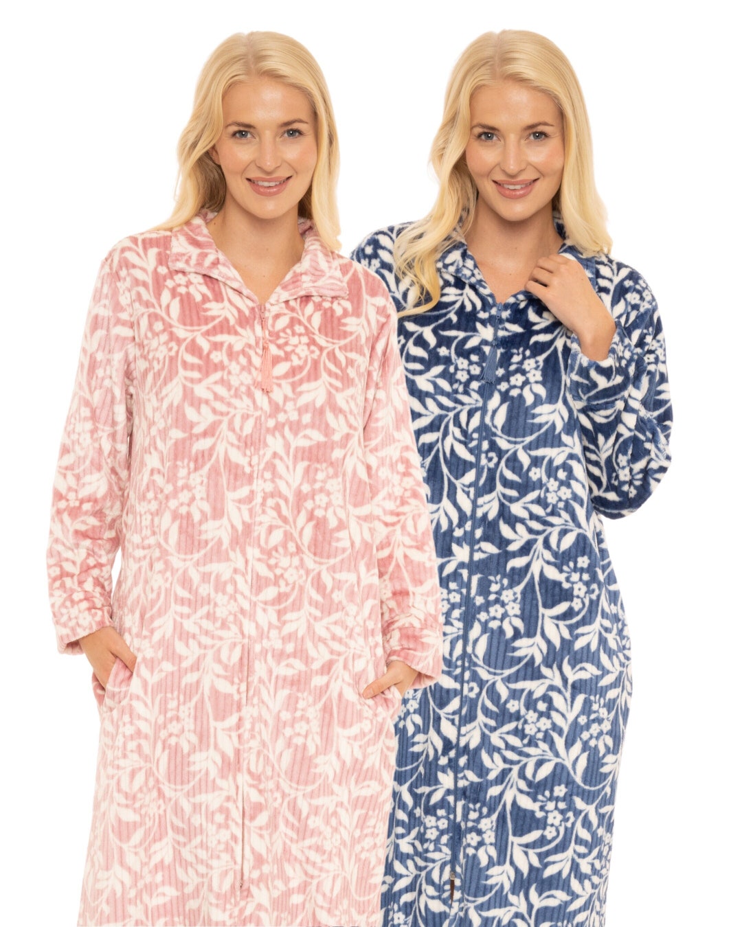 Minky Fleece Floral Robe With Zip Fastening Etsy UK