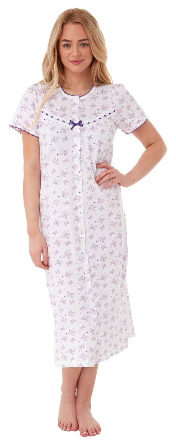 Suzy & Me Pure Cotton Jersey Butterfly Print Button Through Nightdress. -  Etsy
