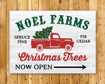 Vintage Christmas Tree Truck SVG, Red Christmas Tree Truck, Christmas Truck SVG, Sign, Vector, DXF, Print, Joanna Gaines, Magnolia Farms