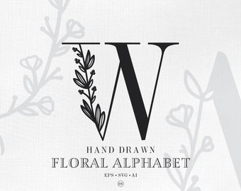 Font SVG, Floral Logo, SVG Bundle, Floral Letters, Floral SVG, Floral Monogram, Floral Clipart, Clipart Fonts, Floral Vector, Logo, png, eps