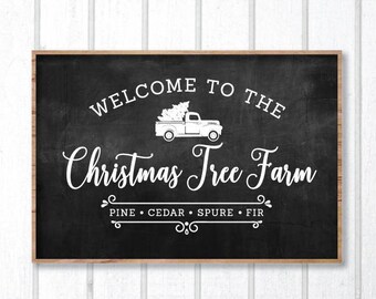 Vintage Christmas Tree Truck SVG, Red Christmas Tree Truck, Christmas Truck SVG, Sign, Vector, DXF, Print, Joanna Gaines, Magnolia Farms