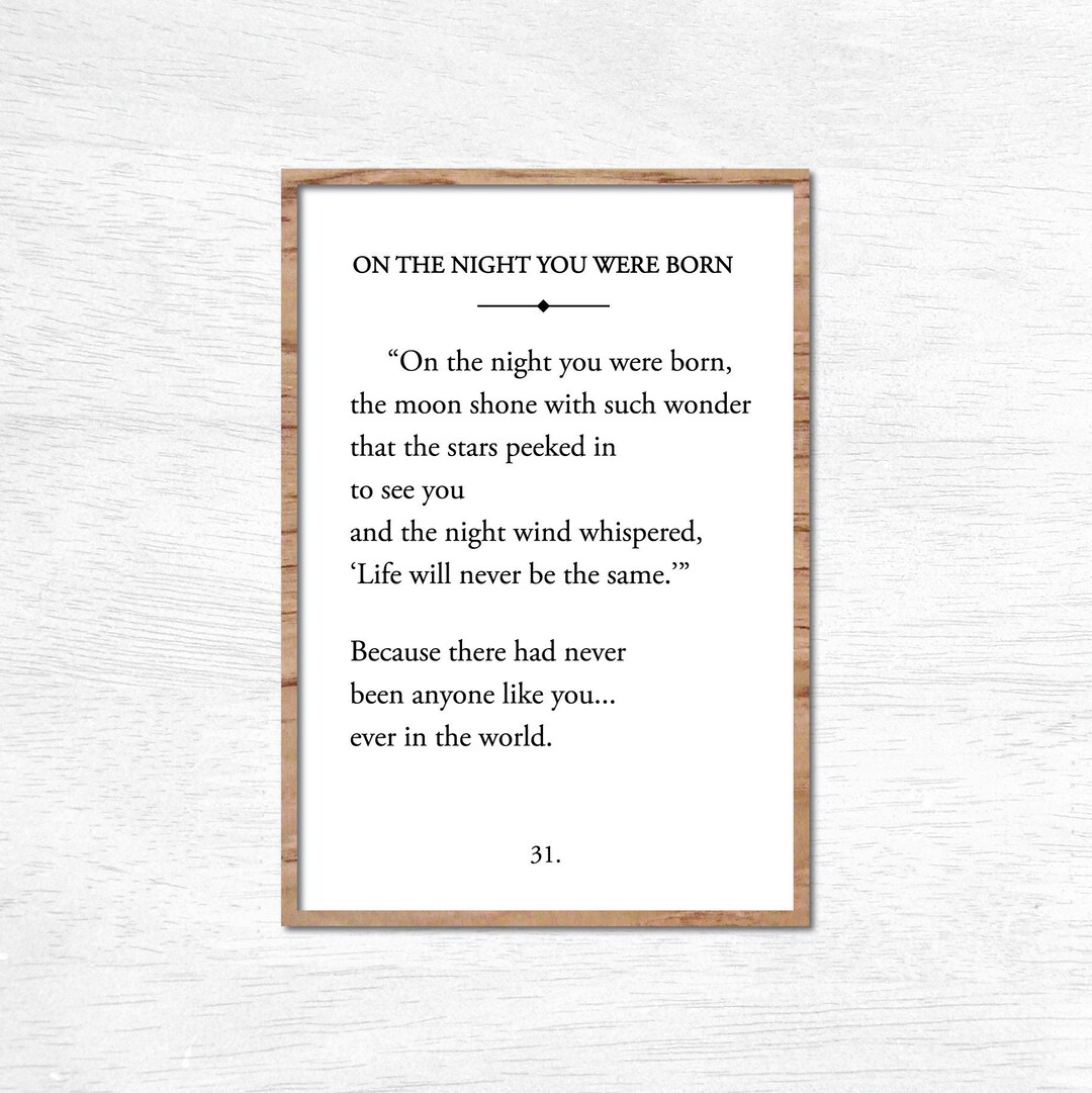 Book Page Cut File, on the Night You Were Born,