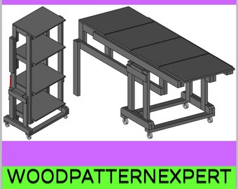 Guide pratique pour transformer une étagère en établi ; Pattern Prévoyez de construire facilement une étagère convertible de 7 pi qui se transforme en table de 7,5 pi