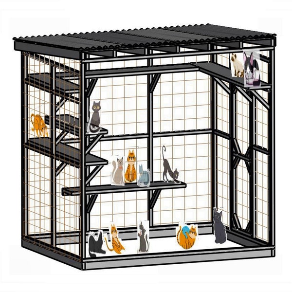 DIY Catio How-to Book; Digital Downloadable PDF Pattern Plan to Easily Build Deluxe 6X8, 3 Sided Cat Shelter
