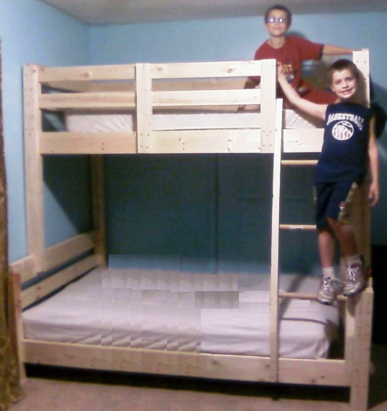 DIY Bunk Bed Plan to Build Your Own King Over Queen Over Full Etsy