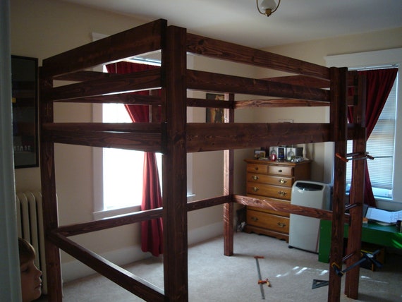 Build Your Own Loft Bunk Bed Pattern Diy King Queen Full Or Build Your Own Loft Bunk Bed Pattern, How To Build A Queen Loft Bed Frame