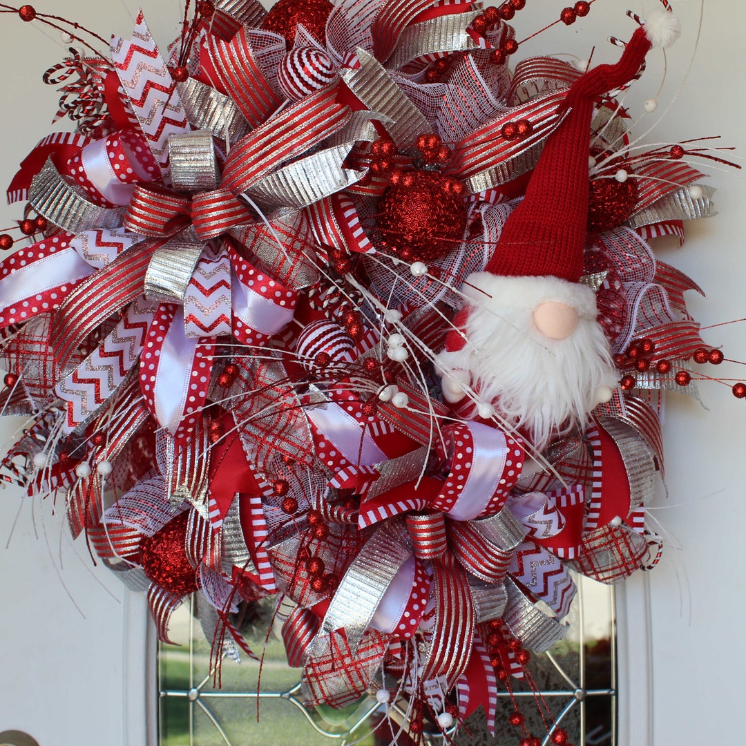 Gnome Christmas Wreath for Front Door Christmas Door Décor Etsy