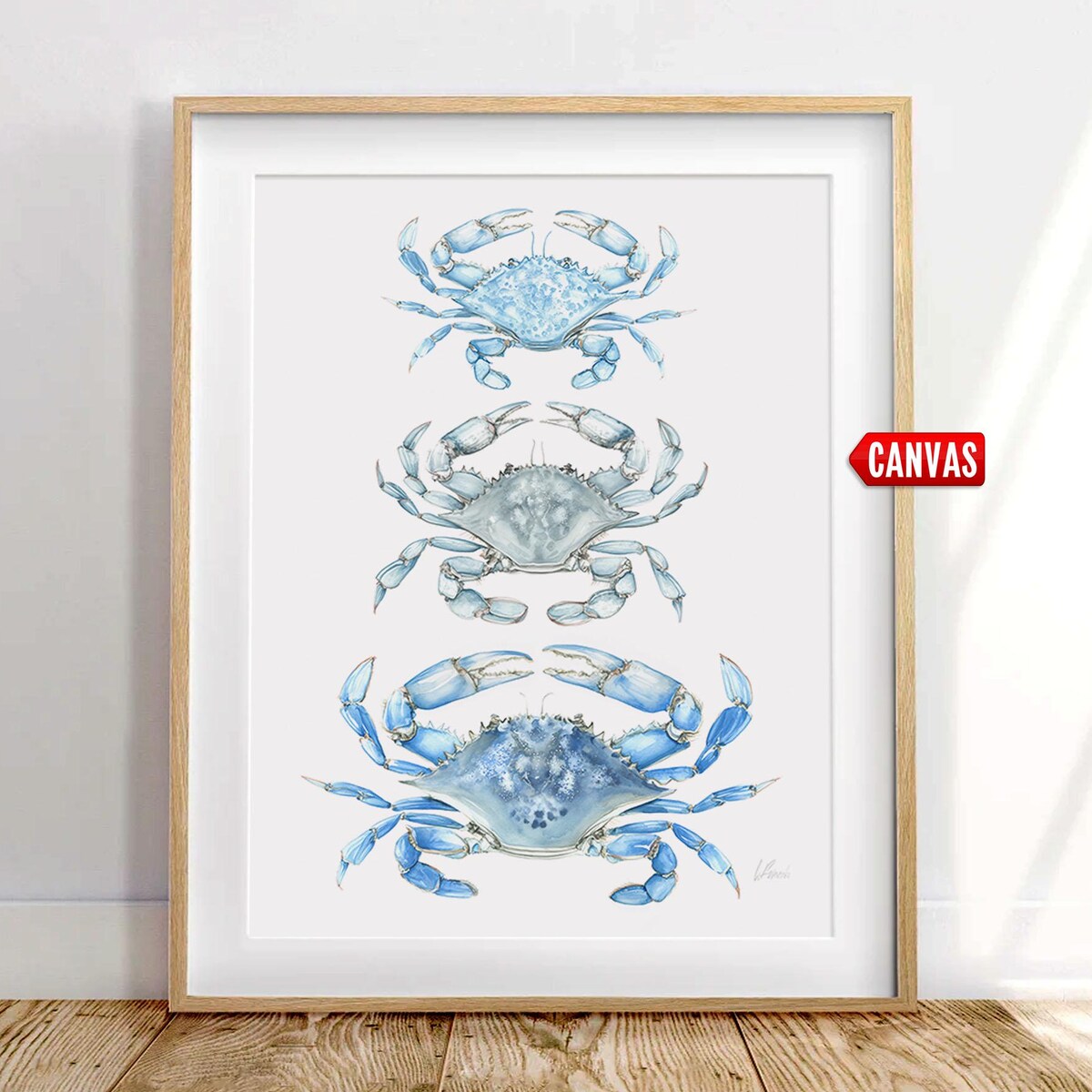 Ocean Blue Crabs Wall Art - Etsy 16x20