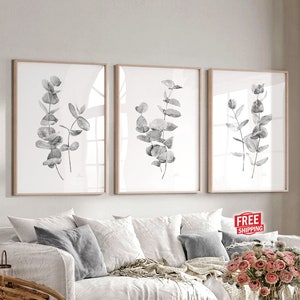 Black and white Wall art Bedroom wall decor Living room prints Over the bed Above bed decor Boho gift Botanical watercolor painting