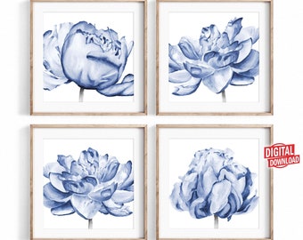 Printable wall art Bedroom wall decor Living room modern Navy blue wall art Downloadable art Images for downloads purchased 4 square prints