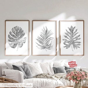 Palm leaf print Black and white wall art printable Tropical decor Monstera print