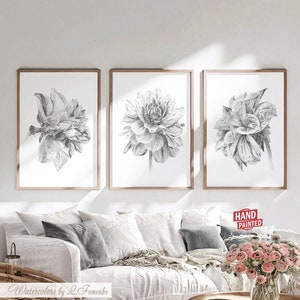 Bathroom Wall art set Black and white prints Wall art Kitchen Wall art Bedroom Wall art 3 Downloadable prints Extra large Wall art Dahlia