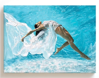 Sensual Woman Wall Art Print, Feminist Painting, Feminine Girl Poster, Contemporary Coastal Beach Decor